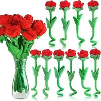 Women's Day Gifts 10 Pcs Plush Rose Flower Stuffed Rose Flower Bendable Stems Plush Bouquet Toy Soft Rose Flower 12.6 Inch For Graduation 2022 Mother's Day Valentine Mother's Day Gifts for MoM Lightinthebox