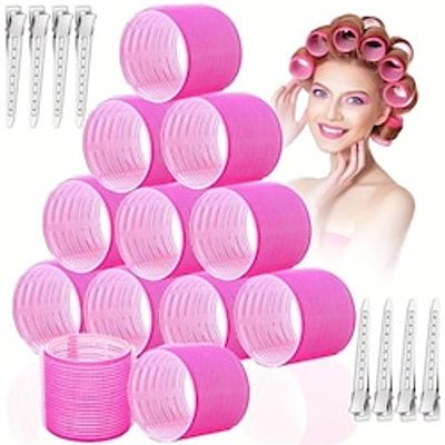24pcs Jumbo Hair Curlers Rollers With Clips Self Grip Hair Roller For Long Medium Short Thick Thin Hair Bangs Volume Hair Dressing DIY Hair Roller Lightinthebox