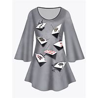 Women's Plus Size Tops Tunic Print Graphic Large Size Crewneck 34 Length Sleeve Basic Big Size XL XXL 3XL 4XL 5XL Gray Lightinthebox - thumbnail