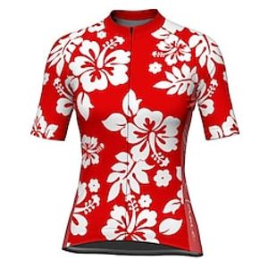 21Grams Women's Cycling Jersey Short Sleeve Bike Top with 3 Rear Pockets Mountain Bike MTB Road Bike Cycling Breathable Quick Dry Moisture Wicking Reflective Strips Red Floral Botanical Polyester Lightinthebox