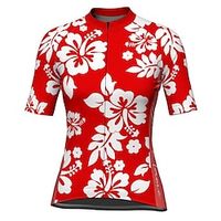 21Grams Women's Cycling Jersey Short Sleeve Bike Top with 3 Rear Pockets Mountain Bike MTB Road Bike Cycling Breathable Quick Dry Moisture Wicking Reflective Strips Red Floral Botanical Polyester Lightinthebox - thumbnail