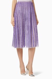 Sequin Skirt with Pleated Effect Embroidery