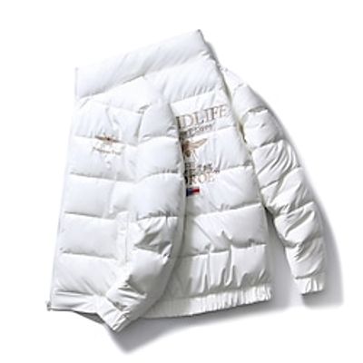Men's Winter Coat Winter Jacket Puffer Jacket Imitation Silk Cotton Outdoor Sports WorkWear Short Windproof Warm Fall  Winter Black White Gold Puffer Jacket Lightinthebox