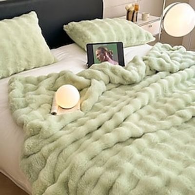 Tuscany Sunday Angora Yarns Throw Blanket High Luxury Throw Sofa Blanket Solid Color Living Room Bedroom Bed Blanket For Sofa Lightinthebox