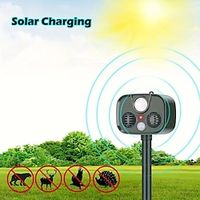 1pc New Solar Outdoor Burglar Alarm Camping Security AnimalInvasion Alarm Ultrasonic Animal Repellent Outdoor Ultrasonic RatRepellent Electronic Bird Repellent Infrared Induction Alarm Lightinthebox