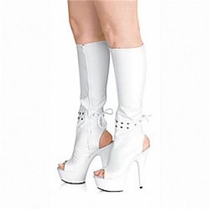 Women's Boots Stiletto Heel Peep Toe Knee High Boots Party PU Solid Colored White Black miniinthebox