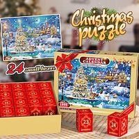 Advent Calendar 2023 Christmas Jigsaw Puzzles Xmas Snowy Night Puzzle 24 Parts 1008 Pieces Puzzles for Adults Teens Kids Jigsaw Puzzles, Christmas Puzzles Xmas Gift miniinthebox - thumbnail