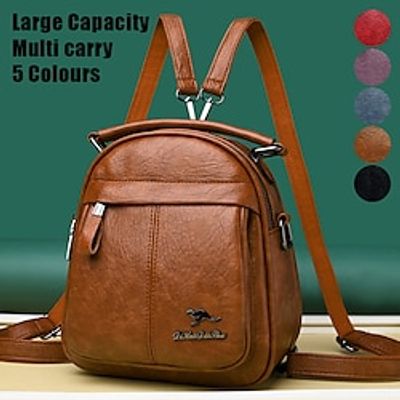Women's Crossbody Bag Shoulder Bag Backpack Dome Bag PU Leather Outdoor Daily Holiday Zipper Large Capacity Multi Carry Solid Color Black Yellow Red miniinthebox