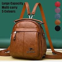 Women's Crossbody Bag Shoulder Bag Backpack Dome Bag PU Leather Outdoor Daily Holiday Zipper Large Capacity Multi Carry Solid Color Black Yellow Red miniinthebox