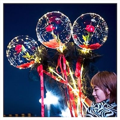 Benedict LED Luminous Balloon Rose Bouquet 1 Set for Women Girlfriend Wife Anniversary Party LED Luminous Balloon Rose Bouquet for Women Girlfriend Wife Anniversary Festival Lightinthebox