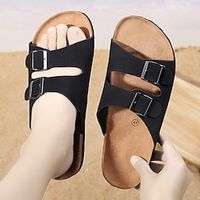 Men's Slippers  Flip-Flops Slippers Fashion Sandals Flip-Flops Beach Slippers Casual Beach Daily Suede Breathable Almond Black Coffee Summer Spring Lightinthebox - thumbnail