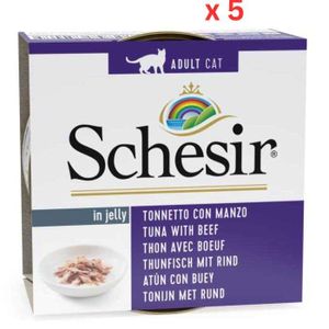 Schesir Cat Wet Food Tuna With Beef Fillets 140G Can (Pack Of 5)