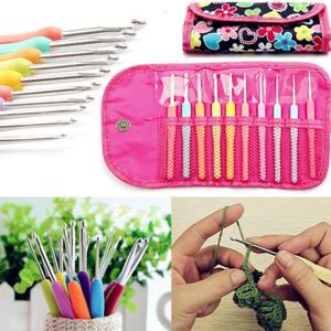 10Pcs Multi Colour Soft Grip Handle Aluminum Crochet Hooks Knitting Needles DIY Crafts Home Supplies