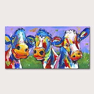 Oil Painting Handmade Hand Painted Wall Art Pop Art Modern Animal Cow Ox Home Decoration Décor Stretched Frame Ready to Hang Lightinthebox
