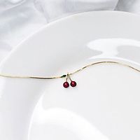 yongcheng s925 sterling silver lovely fresh cherry pendant necklace female sweet girly clavicle chain niche temperament Lightinthebox - thumbnail