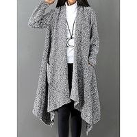 Women's Cloak / Capes Long Coat Winter Coat Open Front Cardigan Fall Oversized Trench Coat Maxi Coat Stylish Classic Casual Jacket Long Sleeve Gradient Oversize Black Light Grey miniinthebox - thumbnail