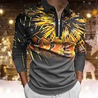 Men's Polo Shirt Golf Shirt Letter Graphic Prints Turndown Black 3D Print Outdoor Street Long Sleeve Zipper Print Clothing Apparel Sports Fashion Streetwear Designer Lightinthebox - thumbnail