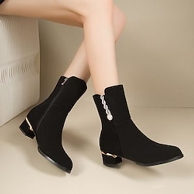 Women's Boots Combat Boots Party Daily Mid Calf Boots Winter Rhinestone Chunky Heel Round Toe Fashion Luxurious Elegant Faux Suede Zipper Black Lightinthebox Women's Boots Combat Boots Party Daily Mid Calf Boots Winter Rhinestone Chunky Heel Round Toe Fashion Luxurious Elegant Faux Suede Zipper Black Lightinthebox