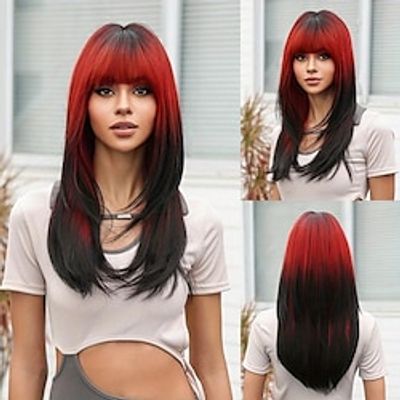 Matte High Temperature Synthetic Wig for Women - Long Straight Layered Style with Head Cover miniinthebox