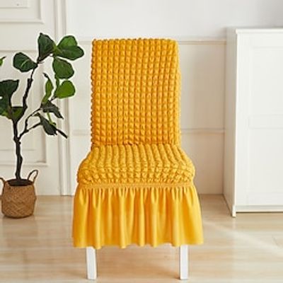 Spandex Dining Chair Cover with Skirt Farmhouse Stretch Chair Seat Slipcover Washable Cover Kitchen Protector for Dining Room Wedding Ceremony Durable miniinthebox