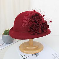 Women's Party Wedding Special Occasion Flower Flower Wine Red Hat miniinthebox - thumbnail