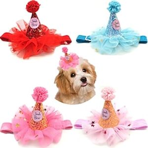 Dog Birthday Hat Mesh Shiny Party Hat Pet Princess Hat Pet Jewelry miniinthebox