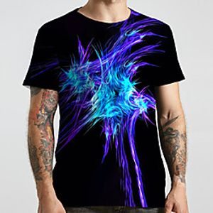 Men's Unisex Tee T shirt 3D Print Graphic Prints Geometry Plus Size Print Short Sleeve Casual Tops Basic Designer Big and Tall Black Lightinthebox