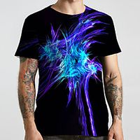 Men's Unisex Tee T shirt 3D Print Graphic Prints Geometry Plus Size Print Short Sleeve Casual Tops Basic Designer Big and Tall Black Lightinthebox - thumbnail