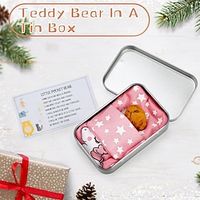 Little Pocket Bear Hug, Mini Teddy Bear Plush Toy in a Tin Box Cute Bear Doll Decoration Key Chain Valentines Christmas Birthday Wedding Graduation Gifts for Children Women Friend miniinthebox