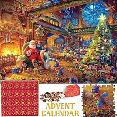 Advent Calendar 24 Days, Cardboard Jigsaw Puzzles,Beautiful Christmas Countdown Calendars Puzzle –Every Piece is Unique, Softclick Technology Means Pieces Fit Together Perfectly Lightinthebox