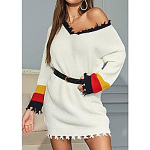 Women's A Line Dress Short Mini Dress White Long Sleeve Solid Color Spring Summer Casual 2021 S M L XL Lightinthebox