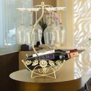 SaicleHome Olive Branch Red Wine Stand 6 Glasses 2 Bottles Iron Wine Racks Hotel Kitchen Dec Holder