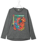 Kenzo Kids TEEN printed cotton T-shirt - Grey - thumbnail