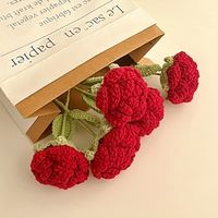 Artificial Knitted Wool Flowers Crochet Rose Floral Handmade Flower Flocked Fake Plants Wedding Bouquet Bridle Indoor Outdoor Home Kitchen Office Table miniinthebox