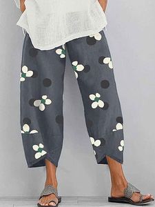 Casual Cotton And Linen Printed Casual Pants