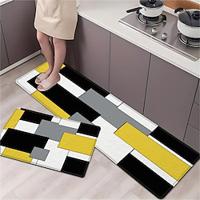 Geometric Area Rug Kitchen Mat Non-Slip Oil Proof Floor Mat Livingroom Rug Indoor Outdoor Mat Bedroom Decor Bathroom Mat Entrance Rug Door Mat Yellow Black Lightinthebox