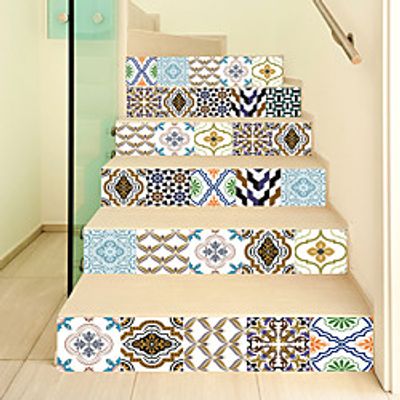 Creative 3d Staircase Sticker Bohemian Pattern Diy Imitation Decoration Home Sticker Waterproof Wall Sticker miniinthebox