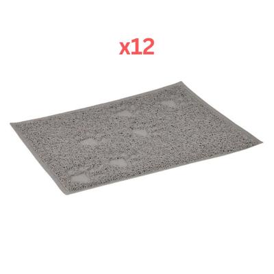 Flamingo Tumbi Rectangular Cat Litter Tray Mat - Grey (Pack of 2)