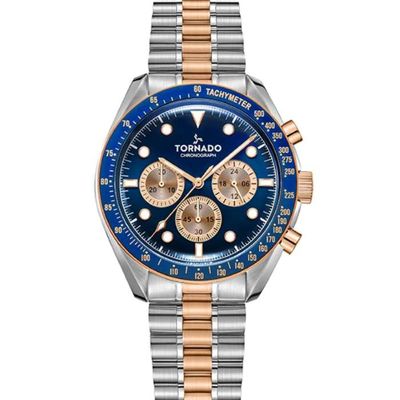 Tornado Men's Chronograph Display Watch And Polished Brushed Five Arched Links High Quality Solid Stainless Steel Bracelet Strap Two Tone, Gold - T22103-KBKN Tornado Men's Chronograph Display Watch And Polished Brushed Five Arched Links High Quality Solid Stainless Steel Bracelet Strap Two Tone, Gold - T22103-KBKN