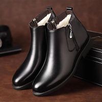 Men's Oxfords Retro Walking Casual Daily Leather Comfortable Booties  Ankle Boots Loafer Black Spring Fall Lightinthebox - thumbnail