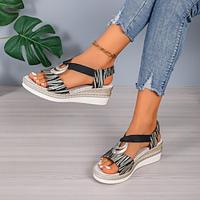 Women's Sandals Wedge Sandals Comfort Shoes Daily Beach Wedge Peep Toe Vacation Comfort PU Loafer Black Lightinthebox