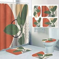 4 Pcs Shower Curtain Set Bathroom Sets Modern Home Bathroom Decor with Bath Mat U Shape and Toilet Lid Cover Mat and 12 Hooks Lightinthebox - thumbnail