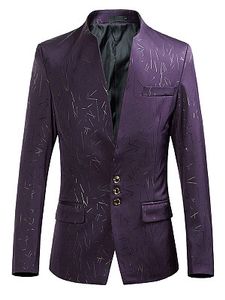 Designed Collarless Flap Pocket Printed Men Blazer