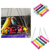 Wood Parrot Cage Hammock Hanging Chew Toy Swing Parakeet Budgie Cockatiel Bird