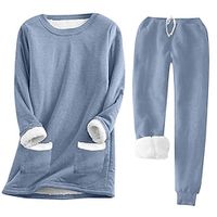 Women's Sweatshirt Pants Sets Black Pink Red Solid Color Drawstring Long Sleeve Casual Daily Warm Fashion Round Neck Regular Fit Fall  Winter Lightinthebox - thumbnail