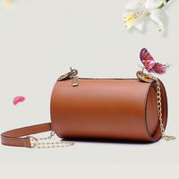 Women Cylindrical Stylish PU Leather Phone Bag Crossbody Bag Chain Shoulder Bags