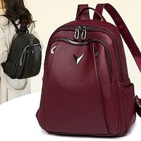 Women's Backpack Mini Backpack Daily Traveling Solid Color PU Leather Large Capacity Waterproof Zipper Black Red Blue Lightinthebox