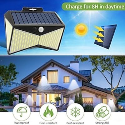 400 LED Solar Light With PIR Motion Sensor Solar Powered Waterproof Wall Lamp Christmas New Year Gift Garden Path Yard Decor  1PC miniinthebox