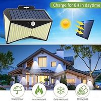 400 LED Solar Light With PIR Motion Sensor Solar Powered Waterproof Wall Lamp Christmas New Year Gift Garden Path Yard Decor  1PC miniinthebox - thumbnail