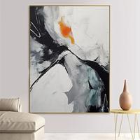 Large Black and White Abstract Hand painted Oil Painting Textured Wall Art Modern Black and White Painting on Canvas Minimalist abstract Painting Wall Decor Lightinthebox - thumbnail